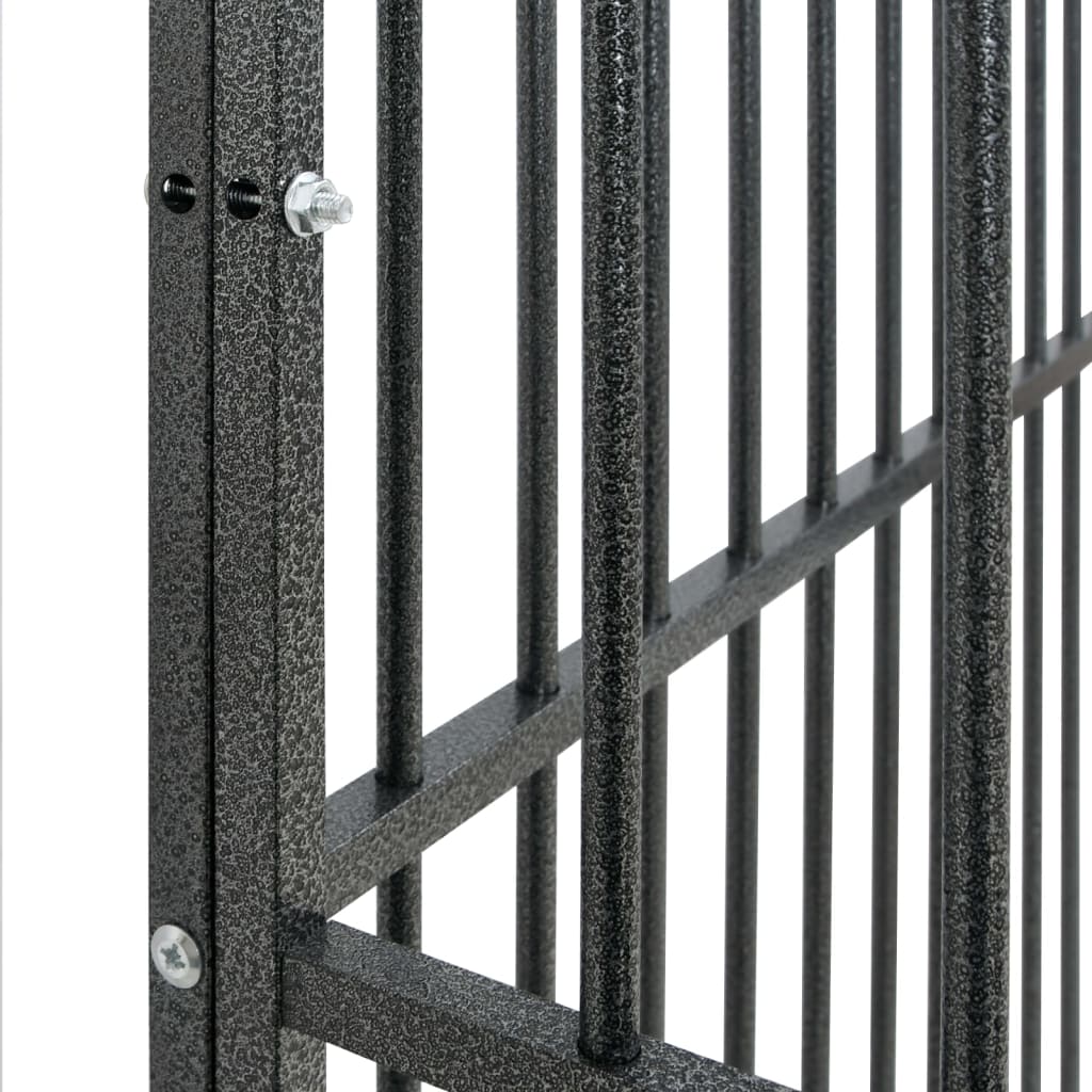 hundegård 20 paneler galvaniseret stål sort