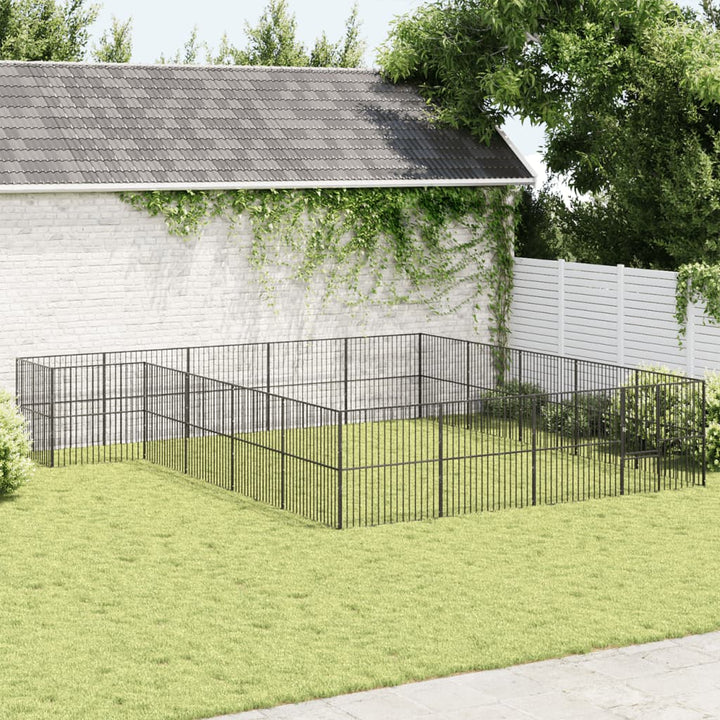 hundegård 20 paneler galvaniseret stål sort