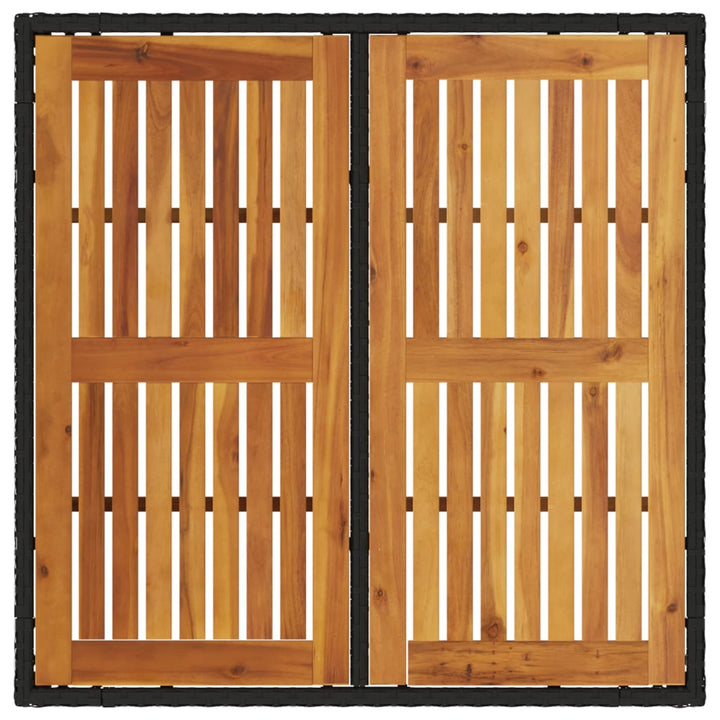 havebord med akacietop 90x90x75 cm polyrattan sort