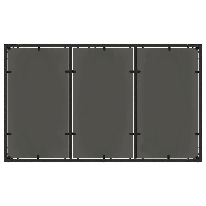 havebord med glastop 150x90x75 cm polyrattan sort