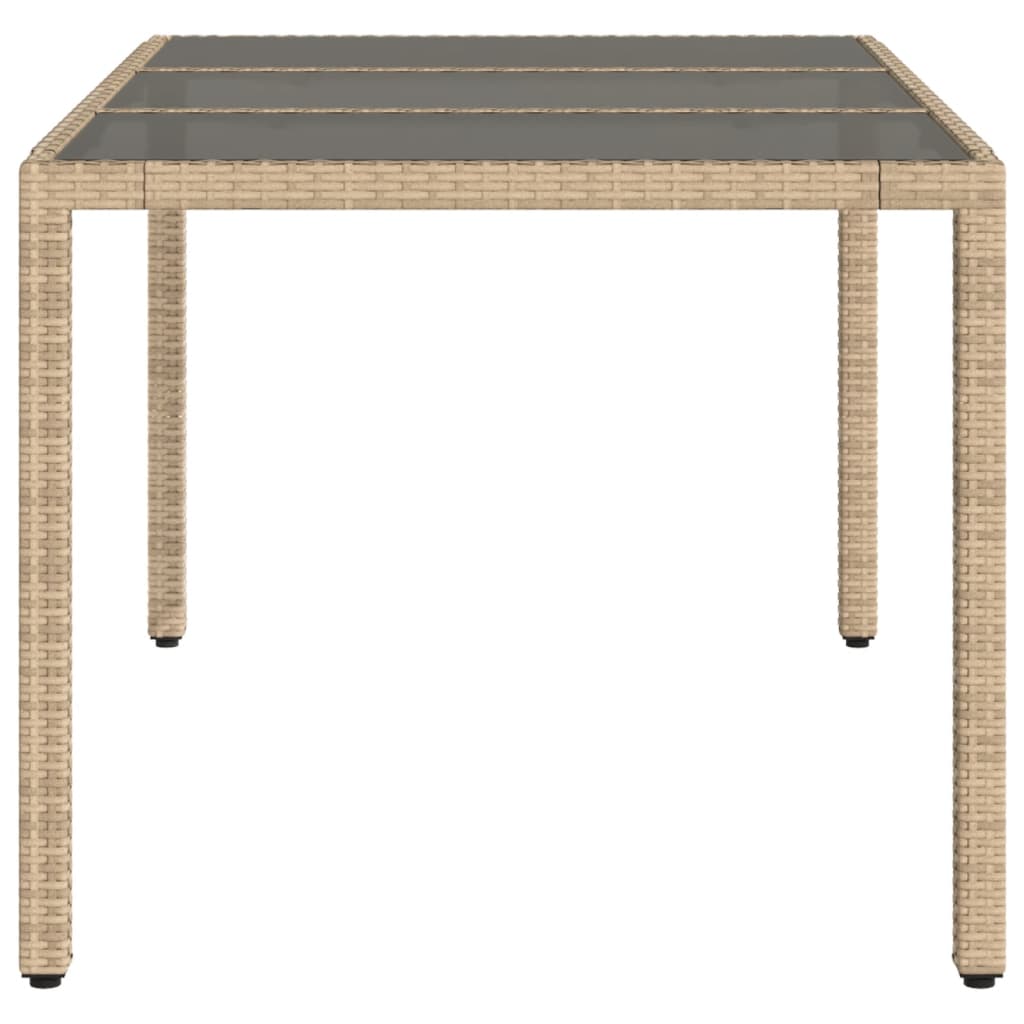 havebord med glastop 150x90x75 cm polyrattan beige