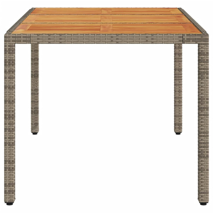 havebord med akacietop 150x90x75 cm polyrattan grå