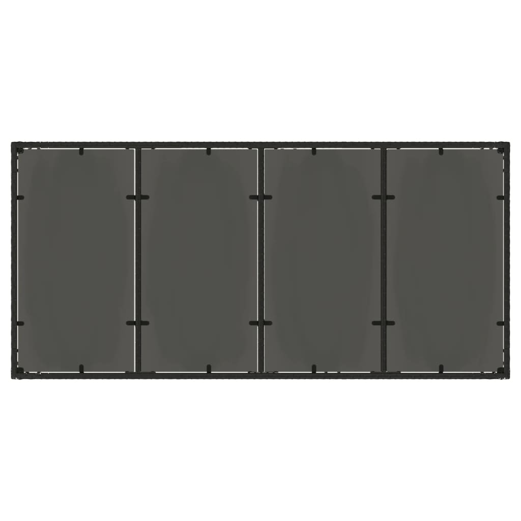 havebord med glastop 150x90x75 cm polyrattan sort