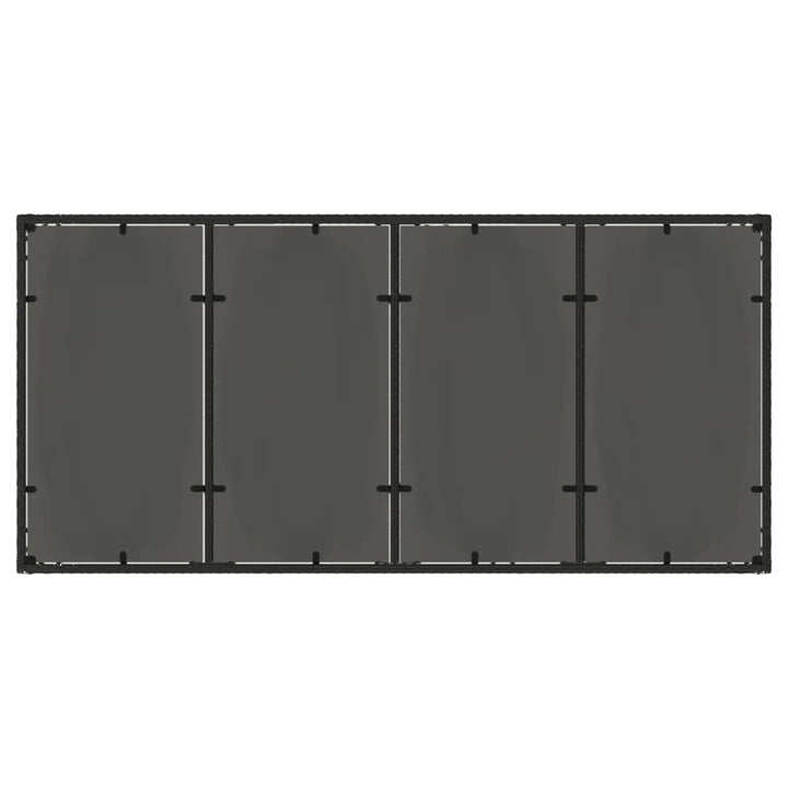 havebord med glastop 150x90x75 cm polyrattan sort