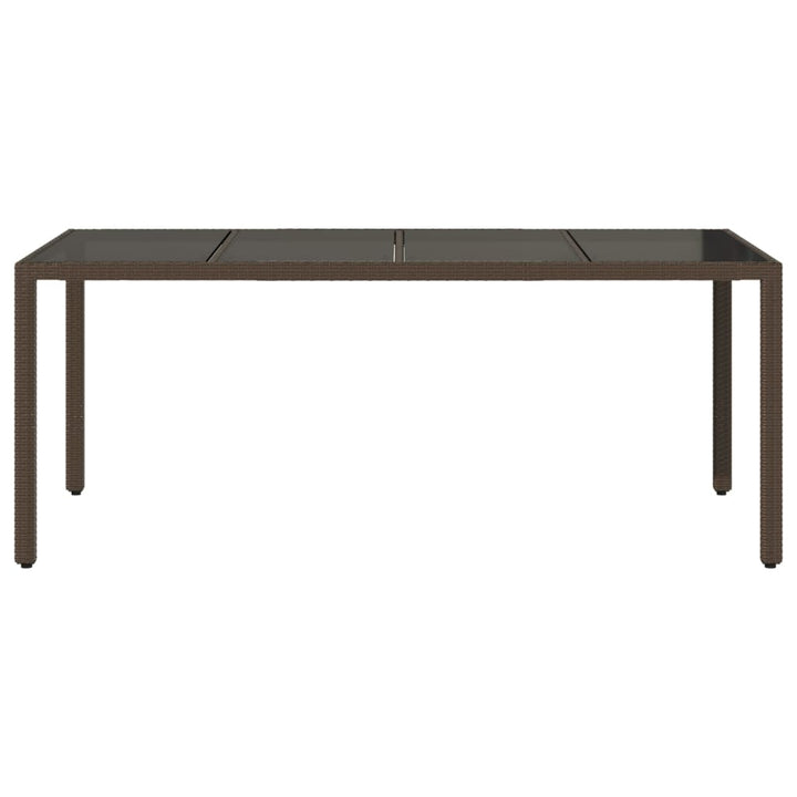 havebord med glastop 190x90x75 cm polyrattan brun