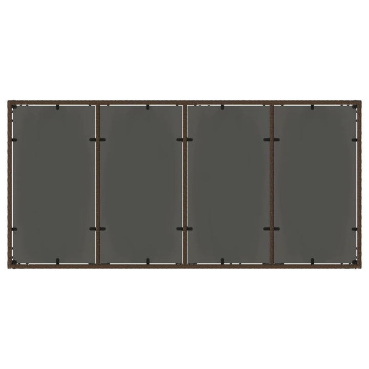 havebord med glastop 190x90x75 cm polyrattan brun