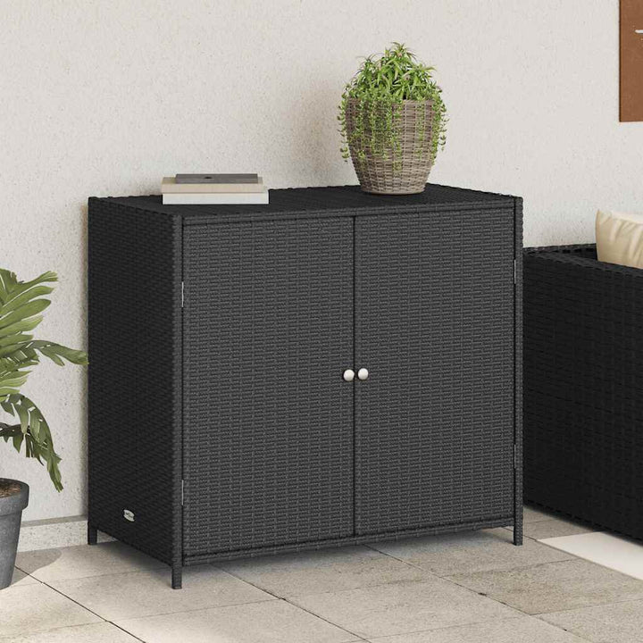 opbevaringsskab til haven 83x45x76 cm polyrattan sort