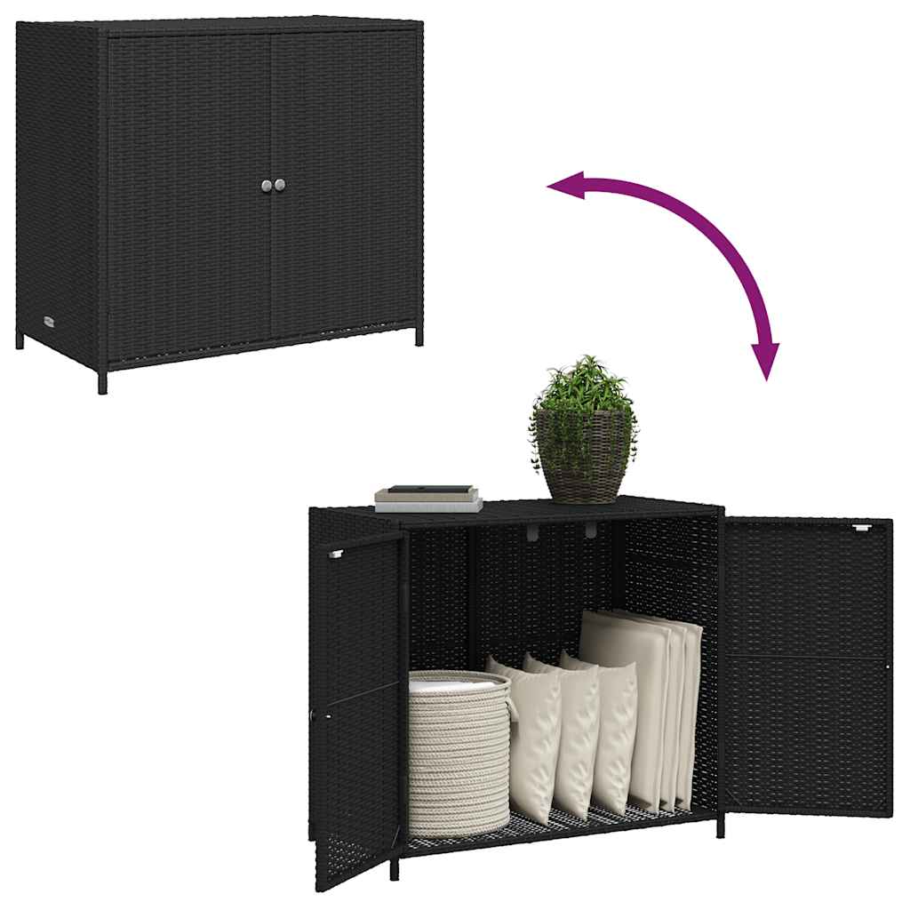 opbevaringsskab til haven 83x45x76 cm polyrattan sort