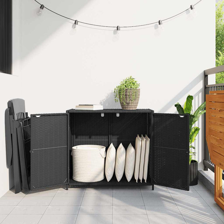 opbevaringsskab til haven 83x45x76 cm polyrattan sort