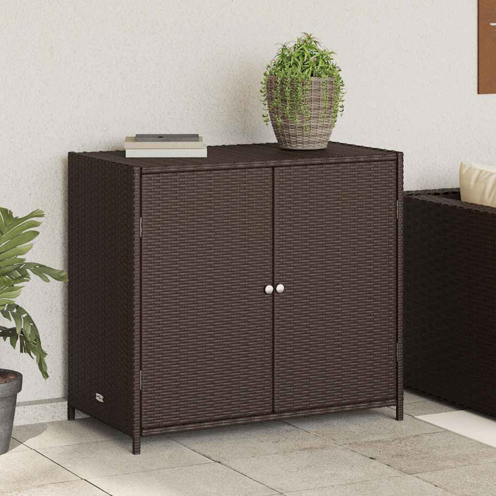 opbevaringsskab til haven 83x45x76 cm polyrattan brun