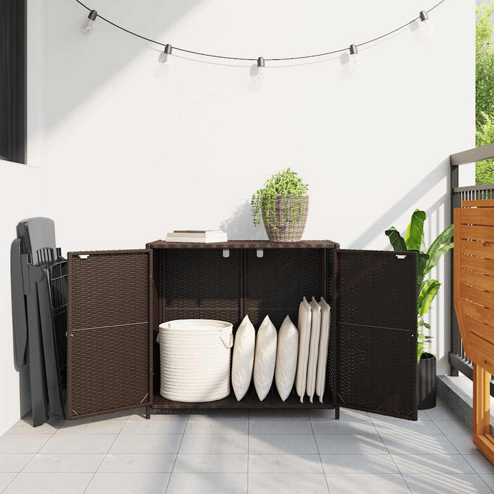 opbevaringsskab til haven 83x45x76 cm polyrattan brun