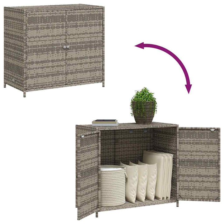 opbevaringsskab til haven 83x45x76 cm polyrattan grå