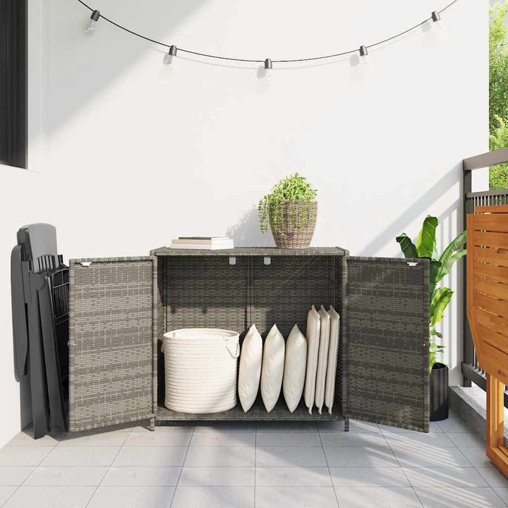opbevaringsskab til haven 83x45x76 cm polyrattan grå