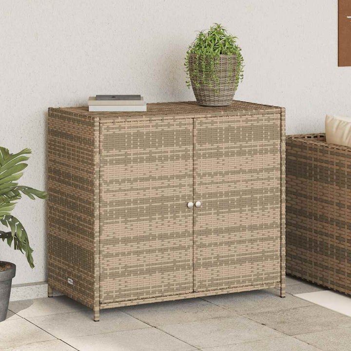 opbevaringsskab til haven 83x45x76 cm polyrattan beige