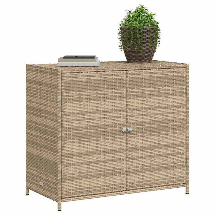 opbevaringsskab til haven 83x45x76 cm polyrattan beige