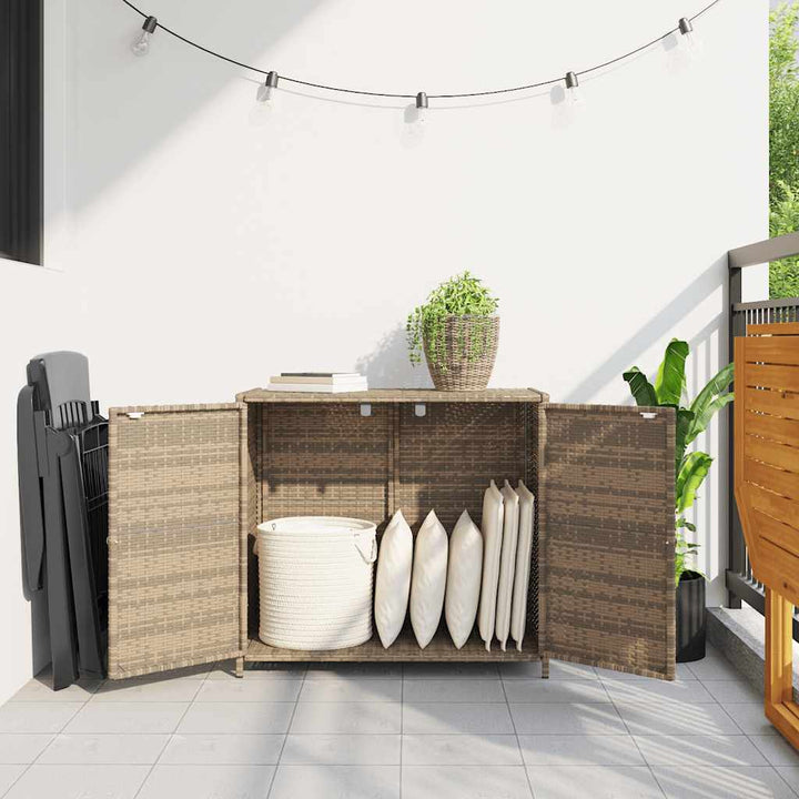 opbevaringsskab til haven 83x45x76 cm polyrattan beige