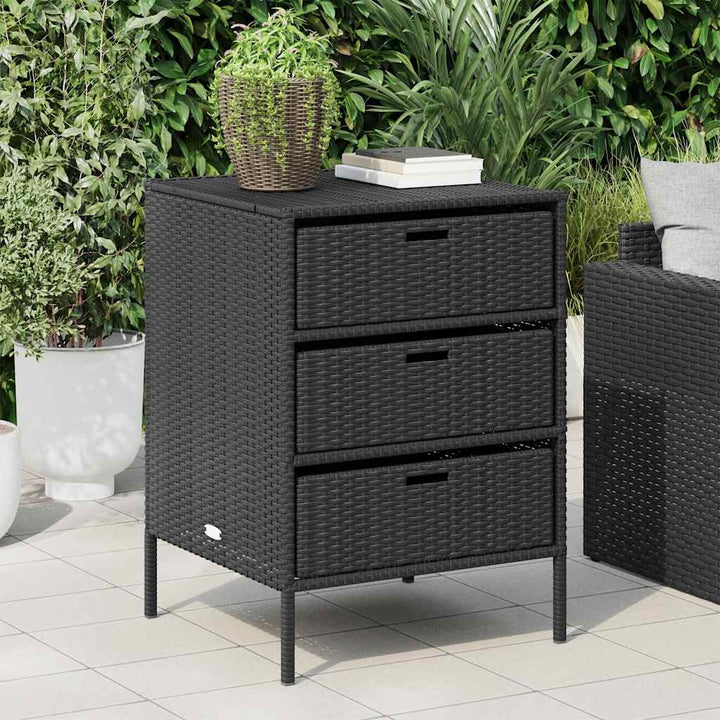 opbevaringsskab til haven 55x59x80 cm polyrattan sort