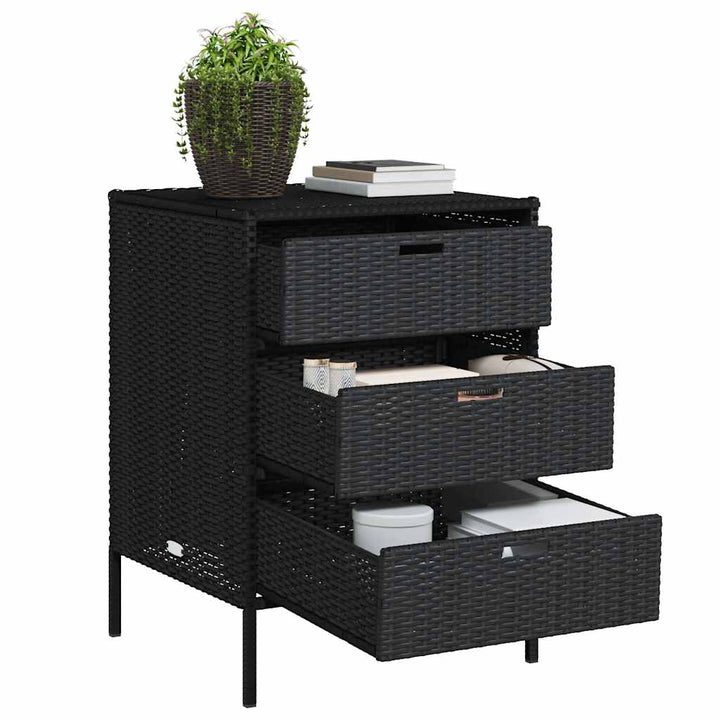 opbevaringsskab til haven 55x59x80 cm polyrattan sort