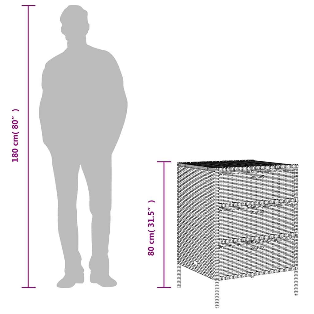 opbevaringsskab til haven 55x59x80 cm polyrattan sort