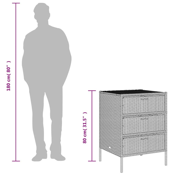 opbevaringsskab til haven 55x59x80 cm polyrattan sort