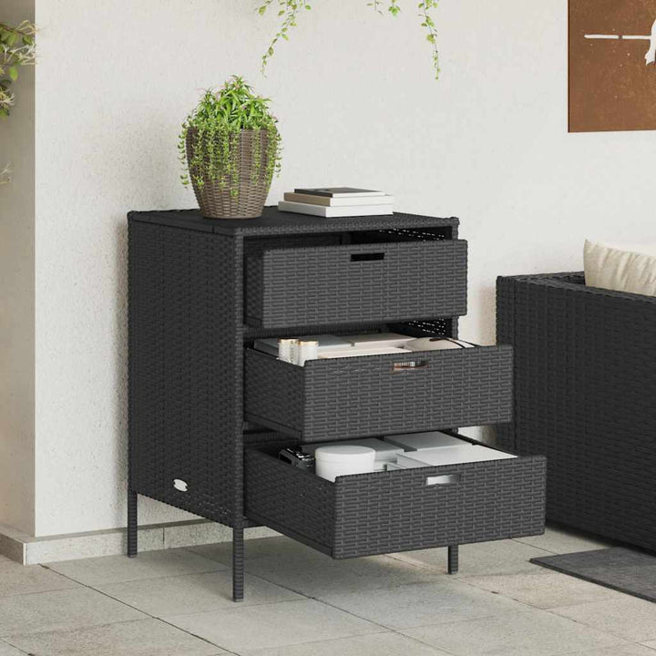 opbevaringsskab til haven 55x59x80 cm polyrattan sort