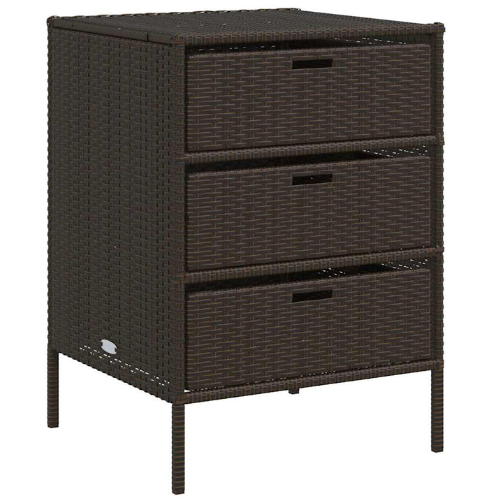 opbevaringsskab til haven 55x59x80 cm polyrattan brun