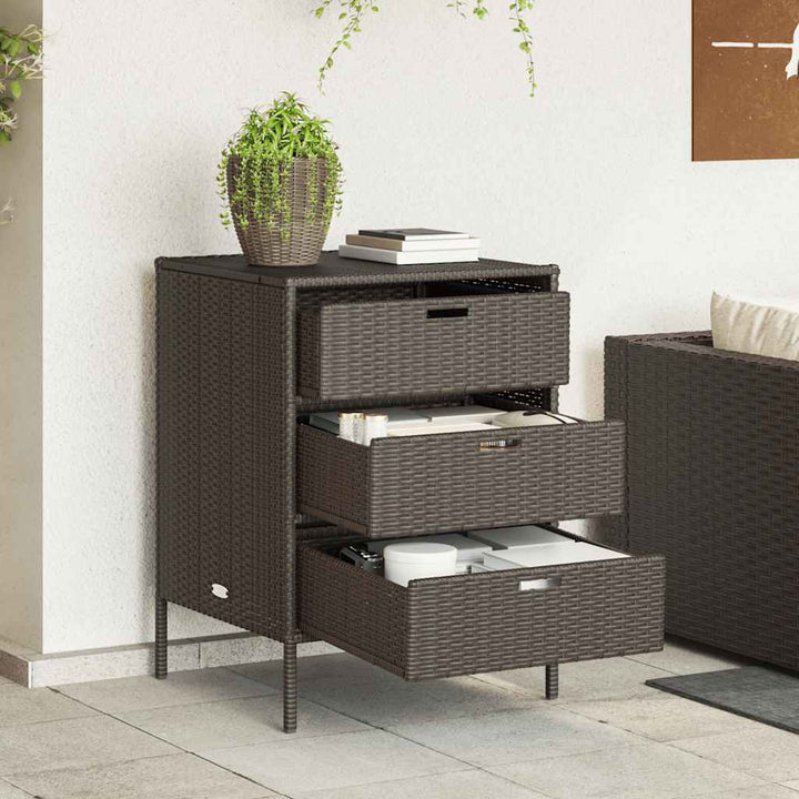 opbevaringsskab til haven 55x59x80 cm polyrattan brun