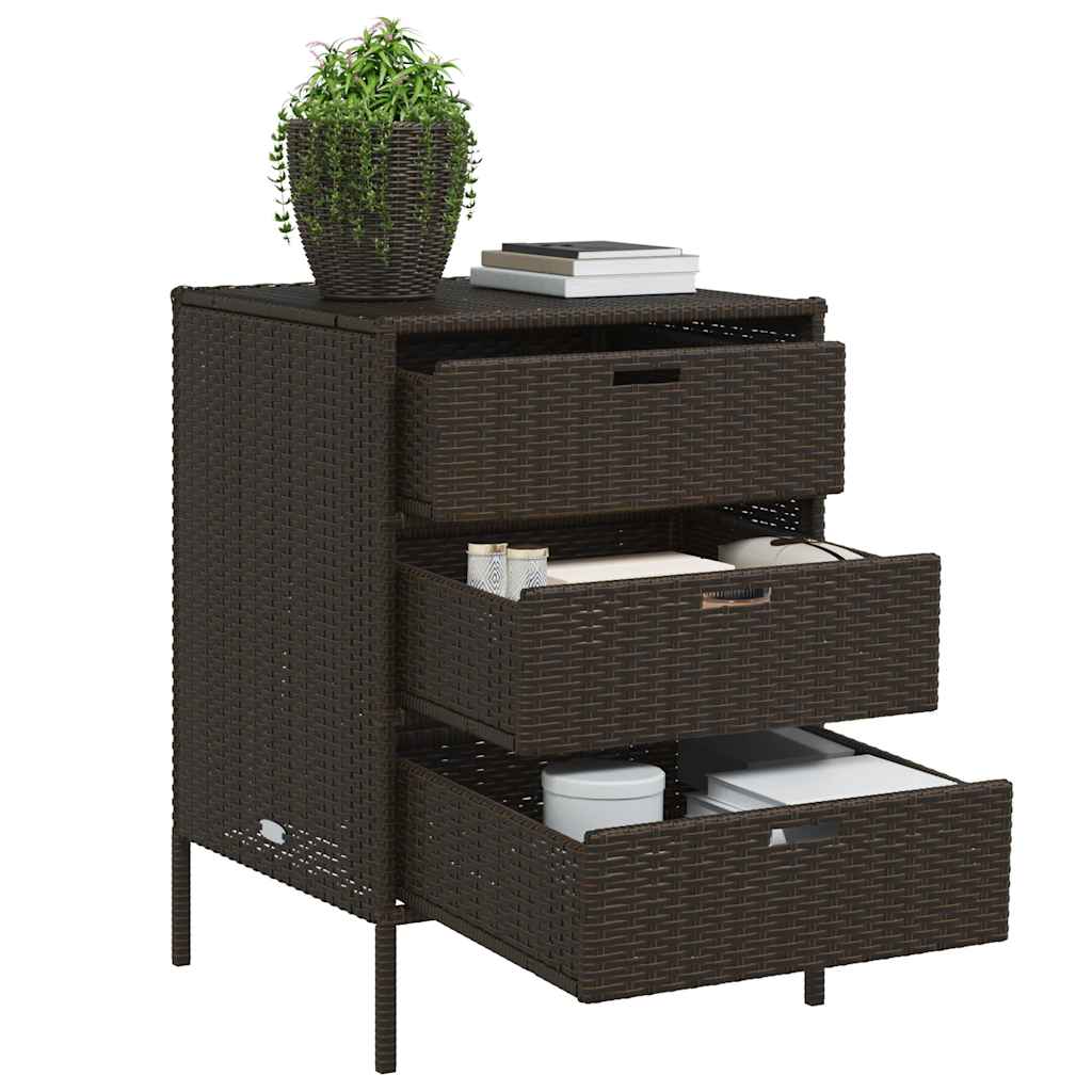 opbevaringsskab til haven 55x59x80 cm polyrattan brun