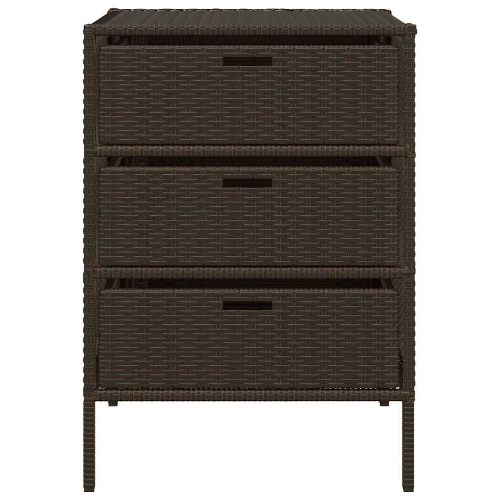 opbevaringsskab til haven 55x59x80 cm polyrattan brun