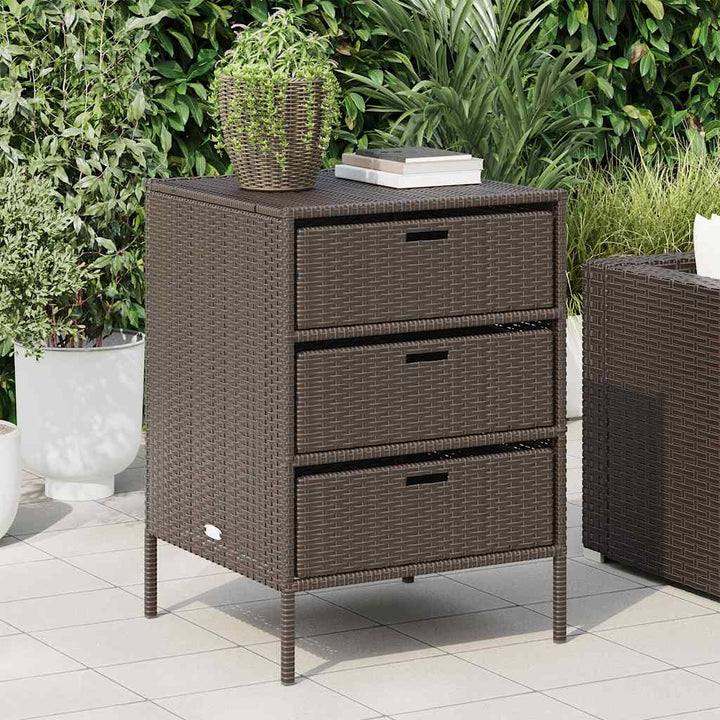 opbevaringsskab til haven 55x59x80 cm polyrattan brun