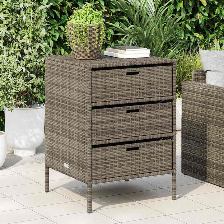 opbevaringsskab til haven 55x59x80 cm polyrattan grå