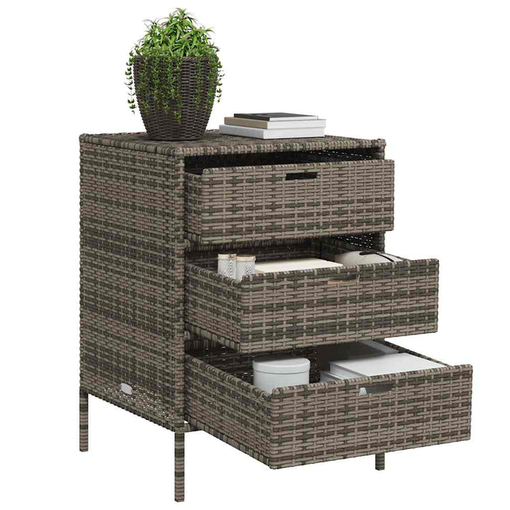 opbevaringsskab til haven 55x59x80 cm polyrattan grå