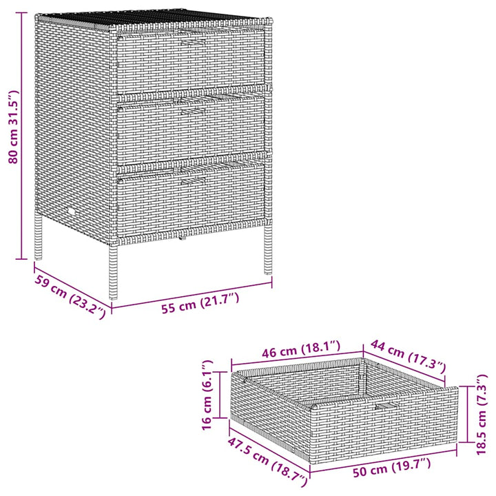 opbevaringsskab til haven 55x59x80 cm polyrattan grå