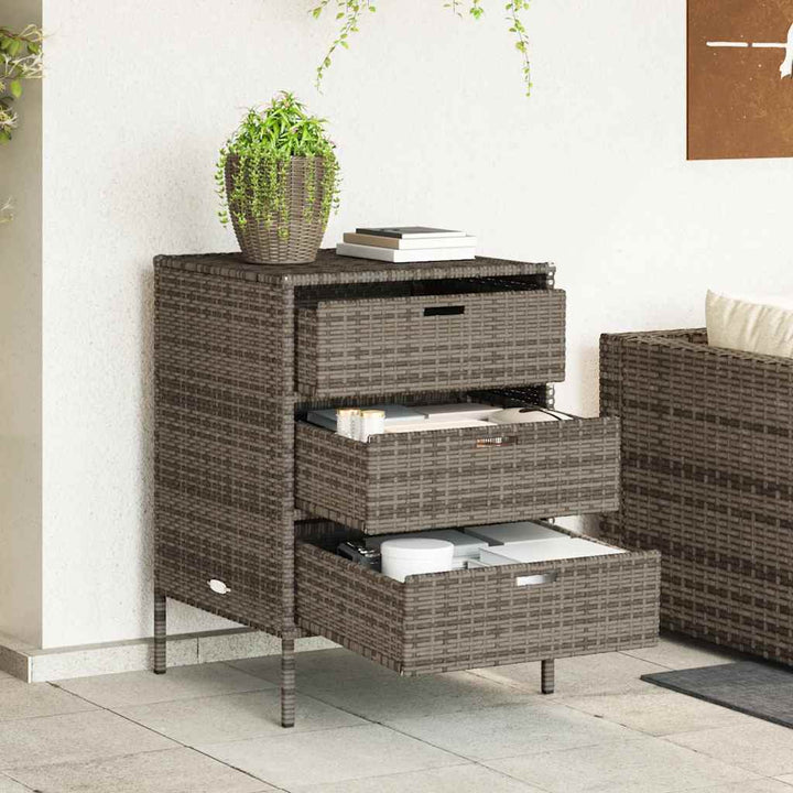 opbevaringsskab til haven 55x59x80 cm polyrattan grå
