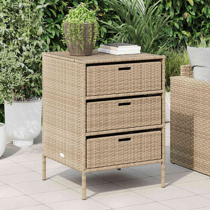 opbevaringsskab til haven 55x59x80 cm polyrattan beige
