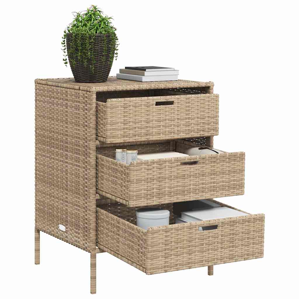 opbevaringsskab til haven 55x59x80 cm polyrattan beige