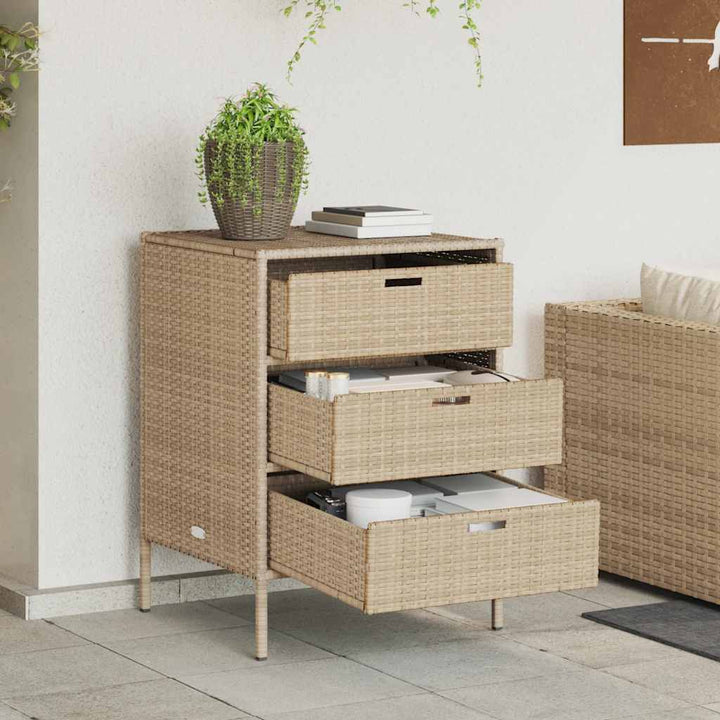opbevaringsskab til haven 55x59x80 cm polyrattan beige