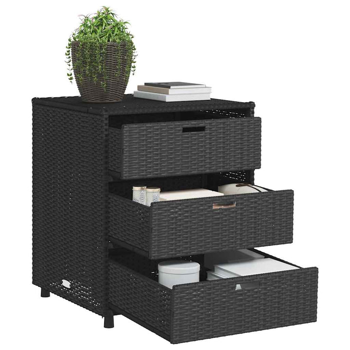opbevaringsskab til haven 55x59x69 cm polyrattan sort