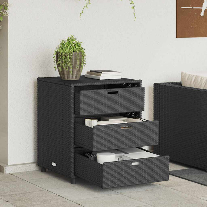 opbevaringsskab til haven 55x59x69 cm polyrattan sort