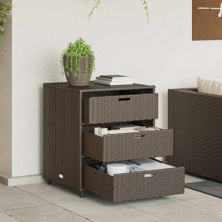 opbevaringsskab til haven 55x59x69 cm polyrattan brun