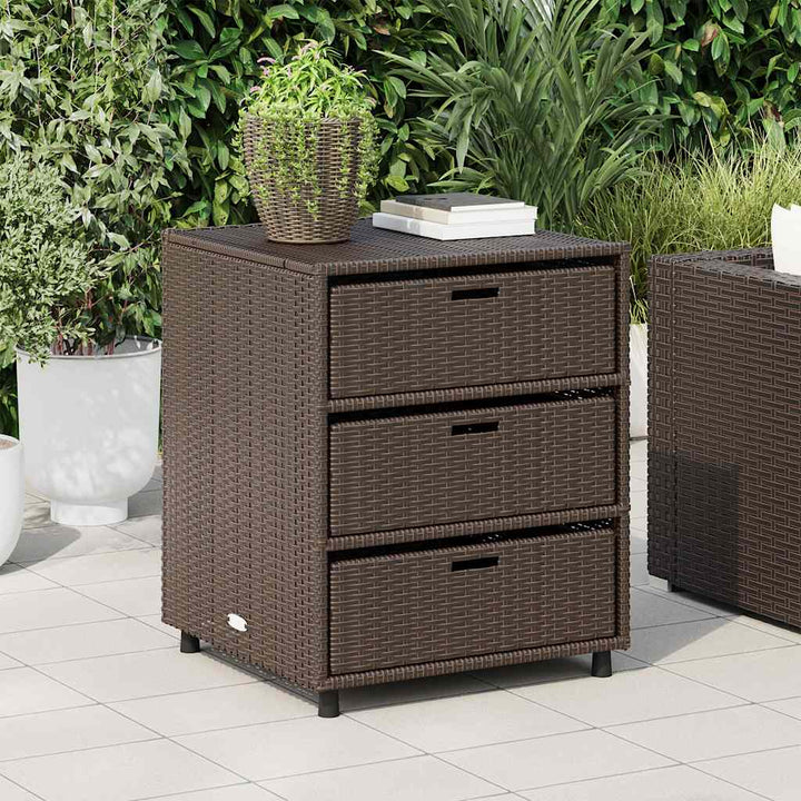opbevaringsskab til haven 55x59x69 cm polyrattan brun
