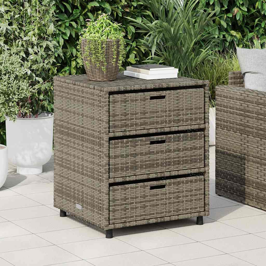 opbevaringsskab til haven 55x59x69 cm polyrattan grå