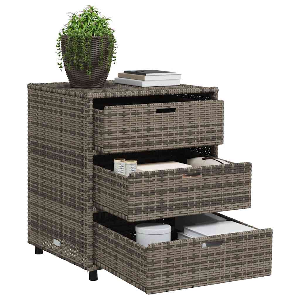 opbevaringsskab til haven 55x59x69 cm polyrattan grå