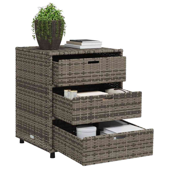opbevaringsskab til haven 55x59x69 cm polyrattan grå