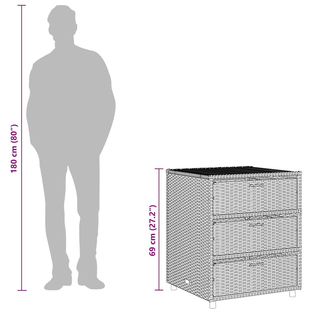 opbevaringsskab til haven 55x59x69 cm polyrattan grå