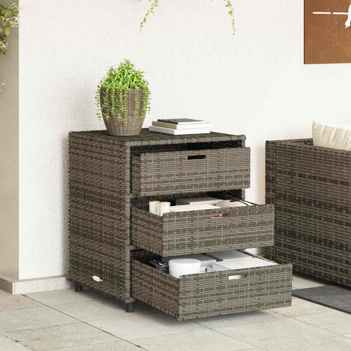 opbevaringsskab til haven 55x59x69 cm polyrattan grå