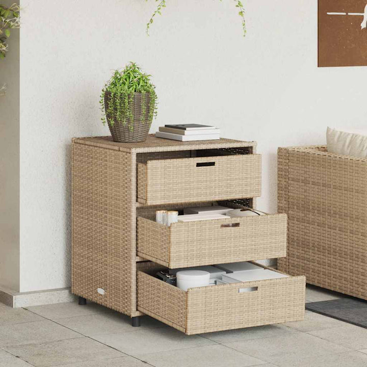 opbevaringsskab til haven 55x59x69 cm polyrattan beige