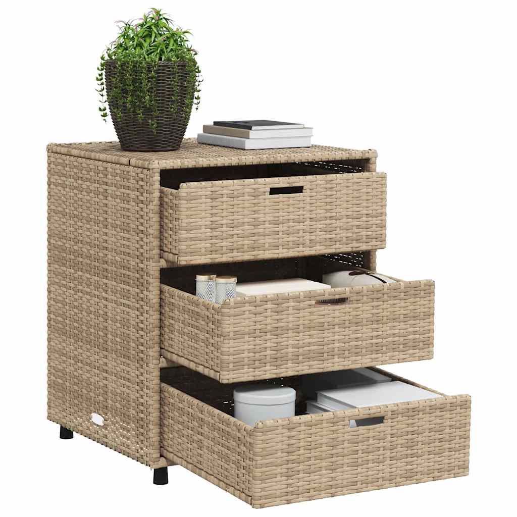 opbevaringsskab til haven 55x59x69 cm polyrattan beige