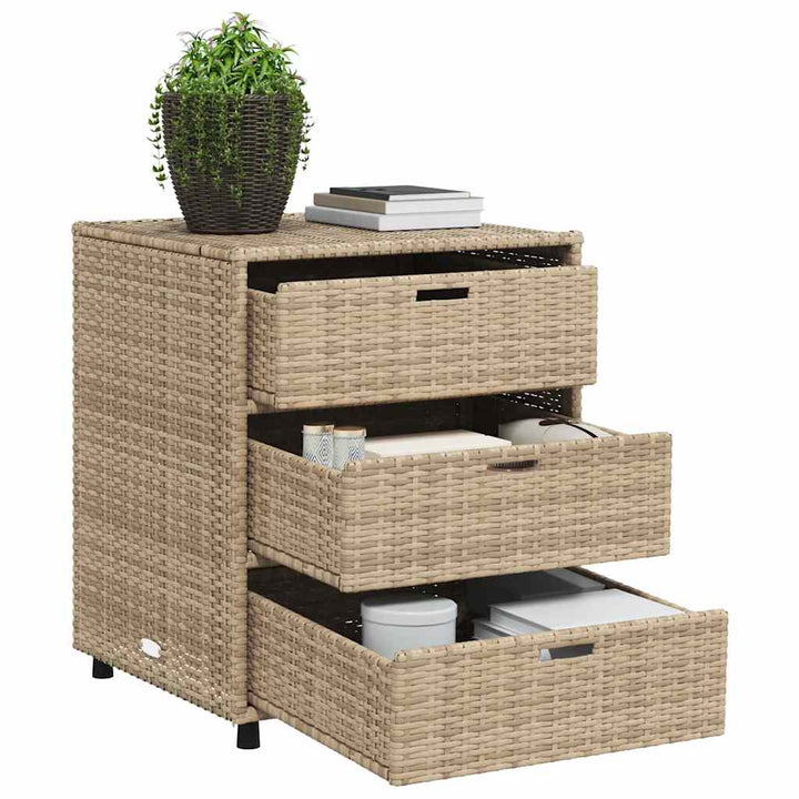 opbevaringsskab til haven 55x59x69 cm polyrattan beige