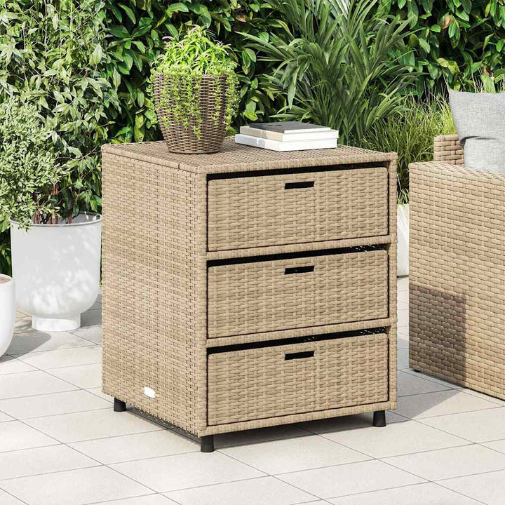 opbevaringsskab til haven 55x59x69 cm polyrattan beige